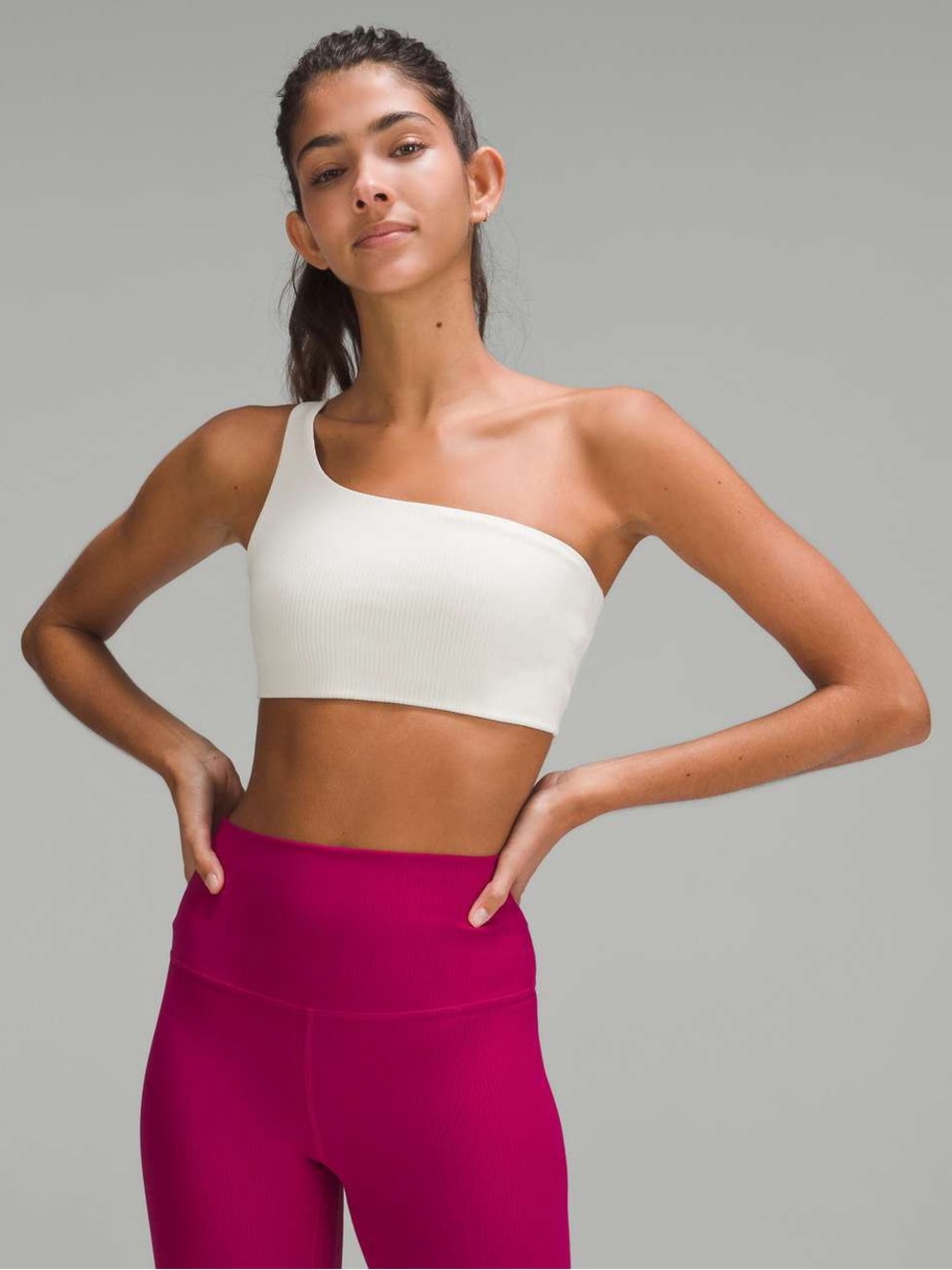 Lululemon Ribbed Nulu Asymmetrical Yoga Bra  bone